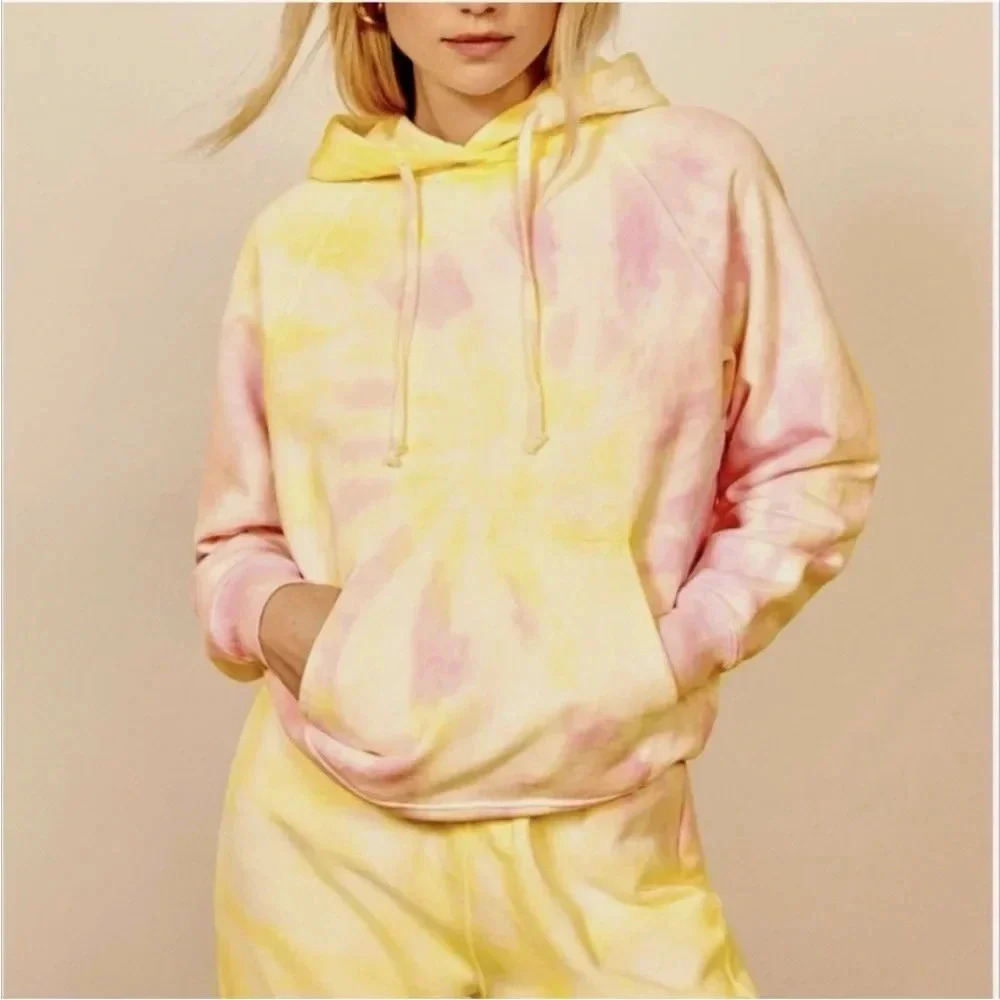 Reformation Pastel Tie-Dye Hoodie in Yellow and Pink